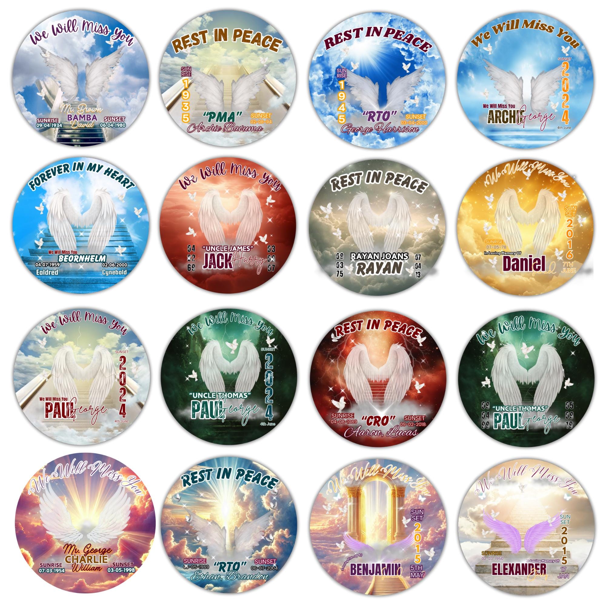 In Loving Memory Pin Button Canva Template: Funeral Memorial Designs (Digital Download - Editable Memorial Canva Template
