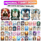 220 In Loving Memory Shirt Design canva Template mega bundle, rest in piece shirt design, Canva Memorial T-shirt, Memorial Backgrounds - Editable Memorial Canva Template