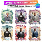 20 In Loving Memory T Shirt Canva Editable Templates, Editable Rest In Peace Designs, Memorial Canva Template, Funeral & Celebration of Life - Editable Memorial Canva Template