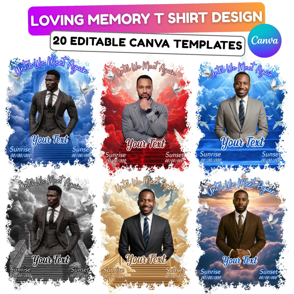 20 Editable Memorial T Shirt Designs Canva Template, In Loving Memory T Shirt Template, Memorial Canva Template, Remembrance Favor - Editable Memorial Canva Template