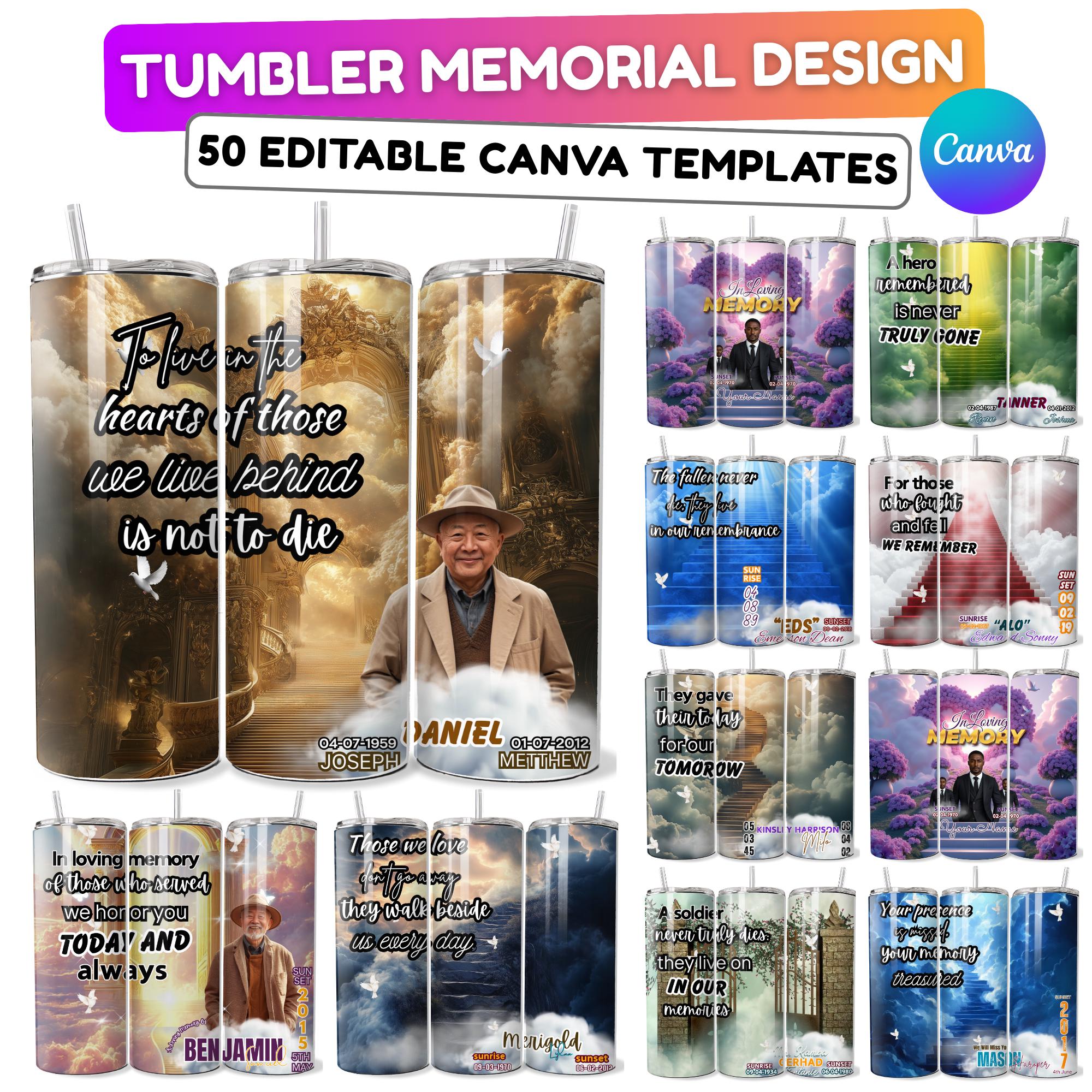 Memorial Tumbler Canva Templates: In Loving Memory Design (Digital Download) - Editable Memorial Canva Template