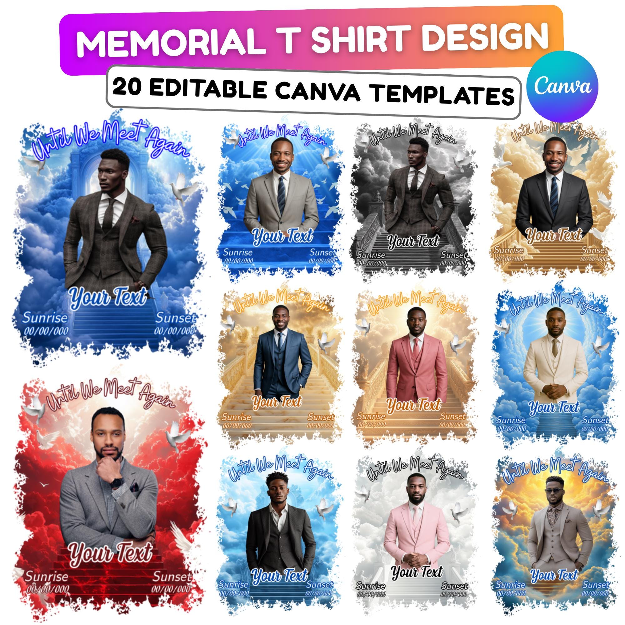 20 Editable Memorial T Shirt Canva Editable Templates, In Loving Memory T Shirt Template, Memorial Canva Template, Remembrance Favor - Editable Memorial Canva Template