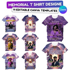 11 In Loving Memory Design Canva Editable T Shirt, purple All over Memorial Shirt Bundle, Heavens Stairway, Funeral Background - Editable Memorial Canva Template