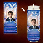 20 Memorial Candle Light Label Canva Editable Template, Stairway to Heaven Remembrance Candle Wrap, RIP Candle Label, In Loving Memory - Editable Memorial Canva Template