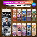 20 Memorial Candle Light Label Canva Editable Template, Stairway to Heaven Remembrance Candle Wrap, RIP Candle Label, In Loving Memory - Editable Memorial Canva Template
