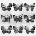 08 Editable Memorial Black Butterfly Pin Button Template, Black in loving memory Butterfly Pin Button Template, In Loving Memory Template - Editable Memorial Canva Template