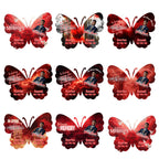 08 Editable Memorial Red Butterfly Pin Button Template, Red in loving memory Butterfly Pin Button Template, In Loving Memory Template - Editable Memorial Canva Template