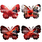 08 Editable Memorial Red Butterfly Pin Button Template, Red in loving memory Butterfly Pin Button Template, In Loving Memory Template - Editable Memorial Canva Template