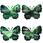 08 Editable Memorial Green Butterfly Pin Button Template, Green in loving memory Butterfly Pin Button Template, In Loving Memory Template - Editable Memorial Canva Template