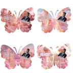 08 Editable Memorial Pink Butterfly Pin Button Template, Pink in loving memory Butterfly Pin Button Template, In Loving Memory Template - Editable Memorial Canva Template