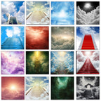 Memorial Heaven Backgrounds PNG Bundle: In Loving Memory (Digital File) - Editable Memorial Canva Template