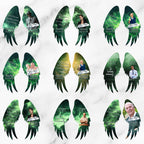 Editable Memorial Green Wings Pin Button Template, Funeral Button Favor, In Loving Memory Canva Template, Memorial Wings Pin Canva Template - Editable Memorial Canva Template