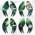 Editable Memorial Green Wings Pin Button Template, Funeral Button Favor, In Loving Memory Canva Template, Memorial Wings Pin Canva Template - Editable Memorial Canva Template