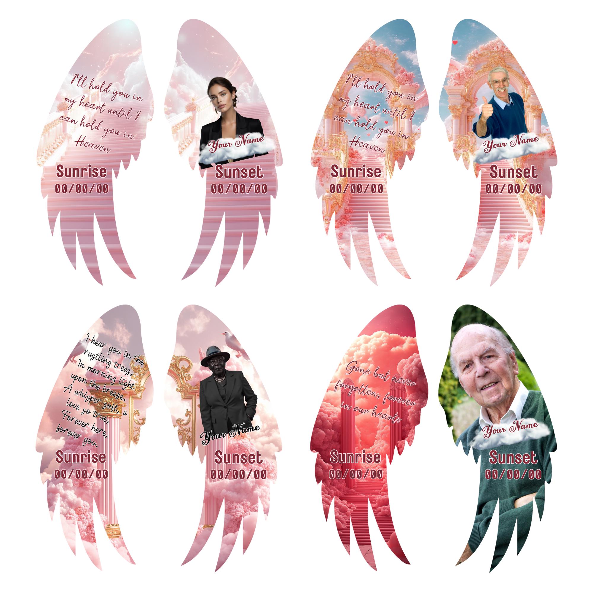 Editable Memorial Pink Wings Pin Button Template, Funeral Button Favor, In Loving Memory Canva Template, Memorial Wings Pin Canva Template - Editable Memorial Canva Template