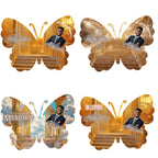 17 Editable Memorial Golden Butterfly Pin Button Template, In Loving Memory Butterfly Pin Button Template, Memorial Canva Template - Editable Memorial Canva Template