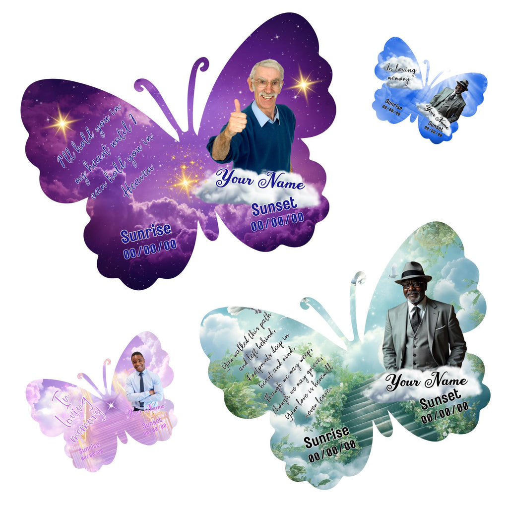 17 Editable Memorial Butterfly Pin Template, in loving memory Butterfly Pin Template, memorial Canva template, Remembrance Favor - Editable Memorial Canva Template
