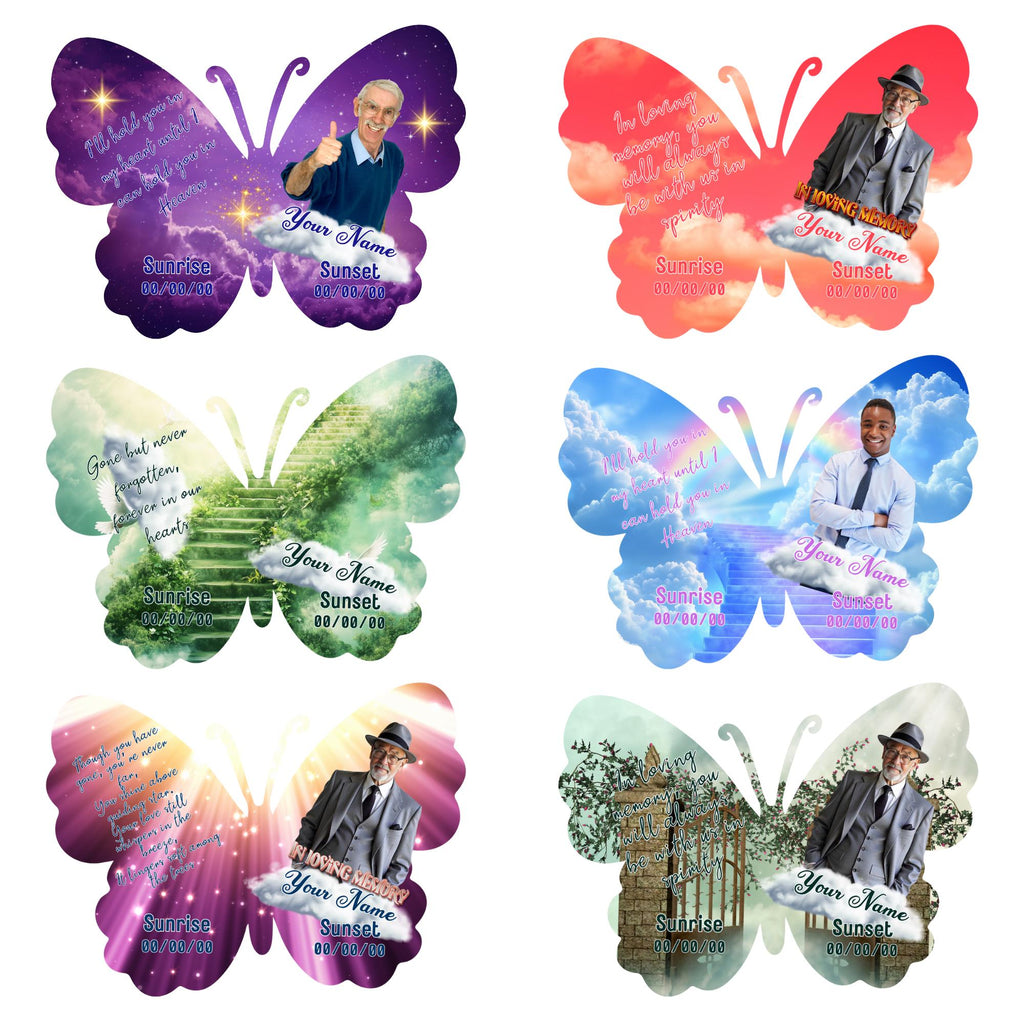 17 Editable Memorial Butterfly Pin Template, in loving memory Butterfly Pin Template, memorial Canva template, Remembrance Favor - Editable Memorial Canva Template
