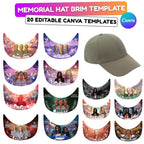 20 Editable Memorial Hat Brim Template, in loving memory Hat Brim Template, memorial Canva template, Remembrance Favor, Digital Download - Editable Memorial Canva Template