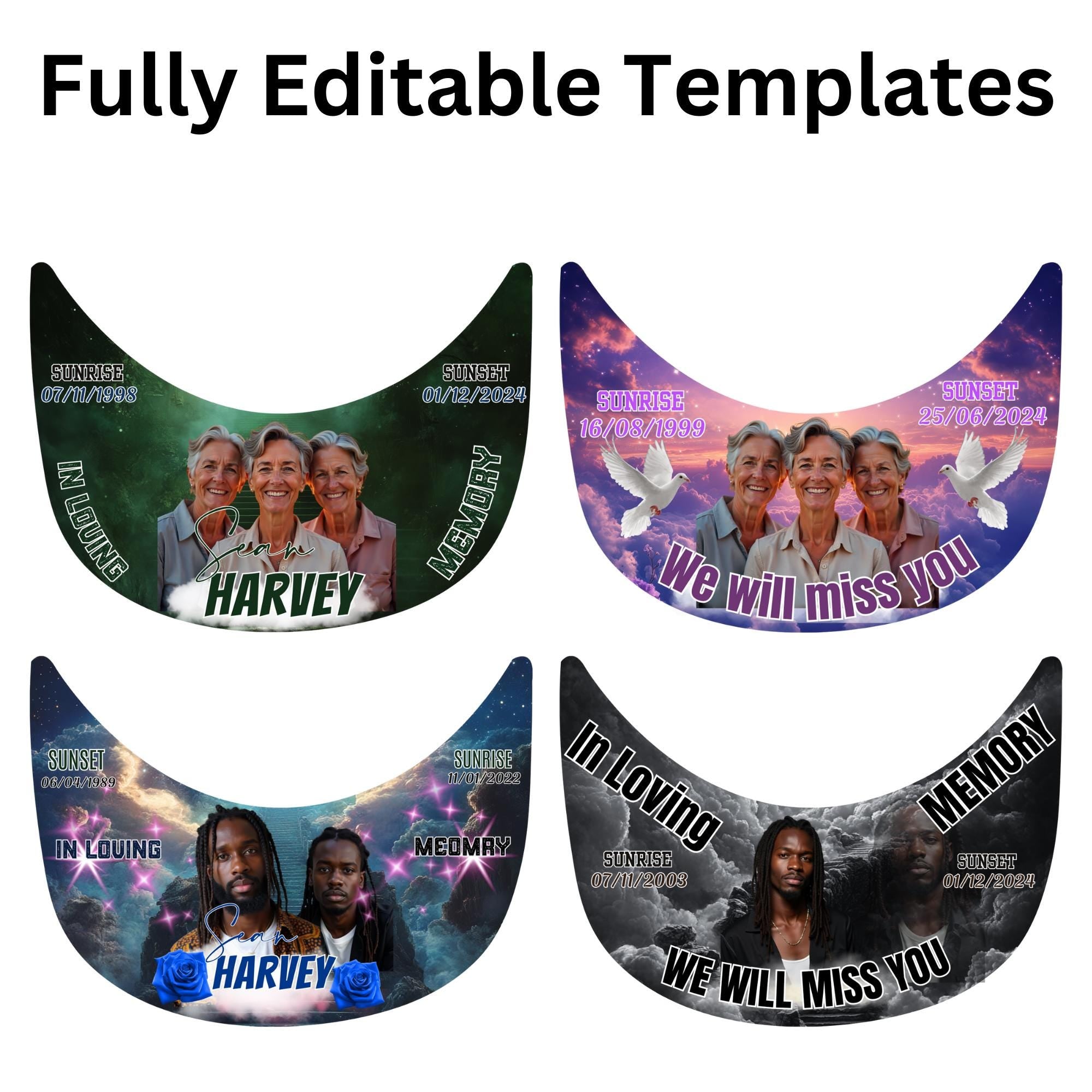 20 Editable Memorial Hat Brim Template, in loving memory Hat Brim Template, memorial Canva template, Remembrance Favor, Digital Download - Editable Memorial Canva Template
