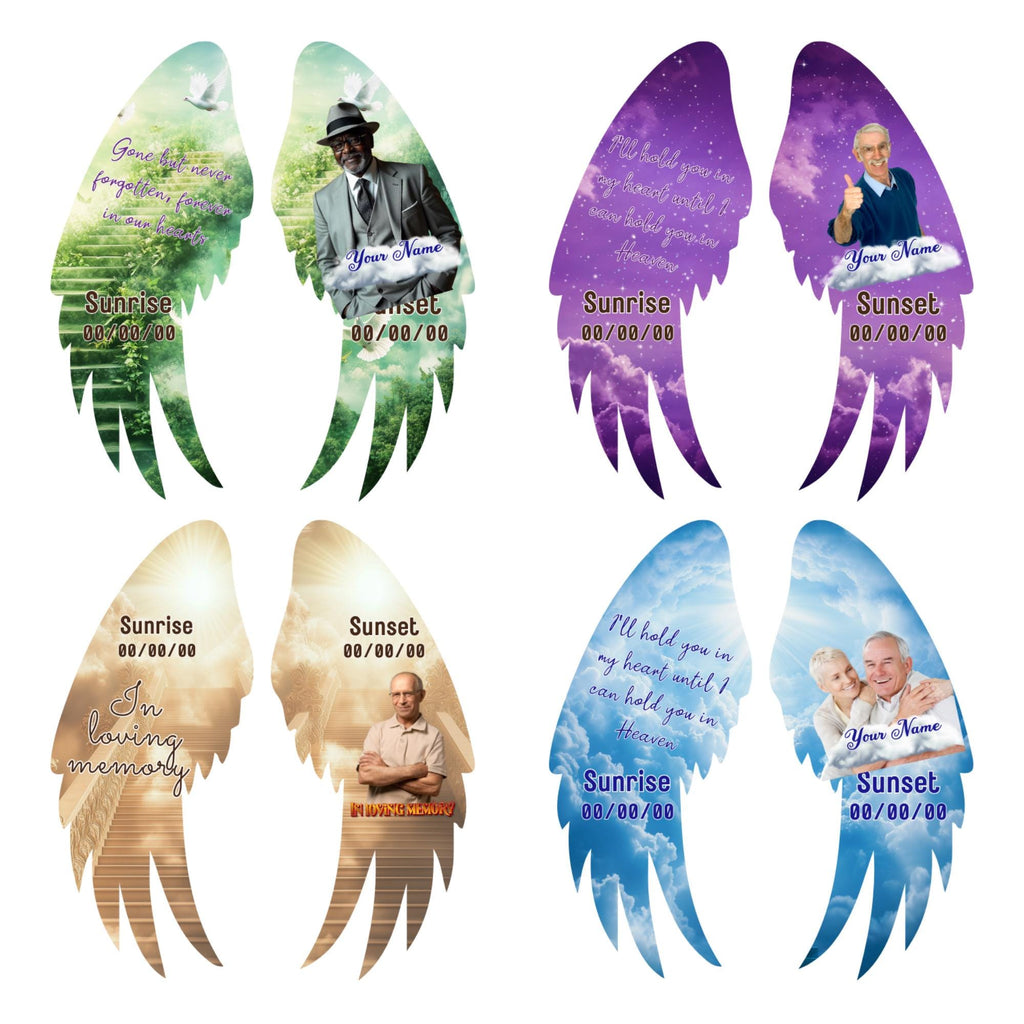 Editable Memorial Wings Pin button Template, Funeral Button Favor, Memorial wing Pin Button Canva Designs, Memorial Wings Pin Canva Template - Editable Memorial Canva Template