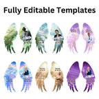 Editable Memorial Wings Pin button Template, Funeral Button Favor, Memorial wing Pin Button Canva Designs, Memorial Wings Pin Canva Template - Editable Memorial Canva Template