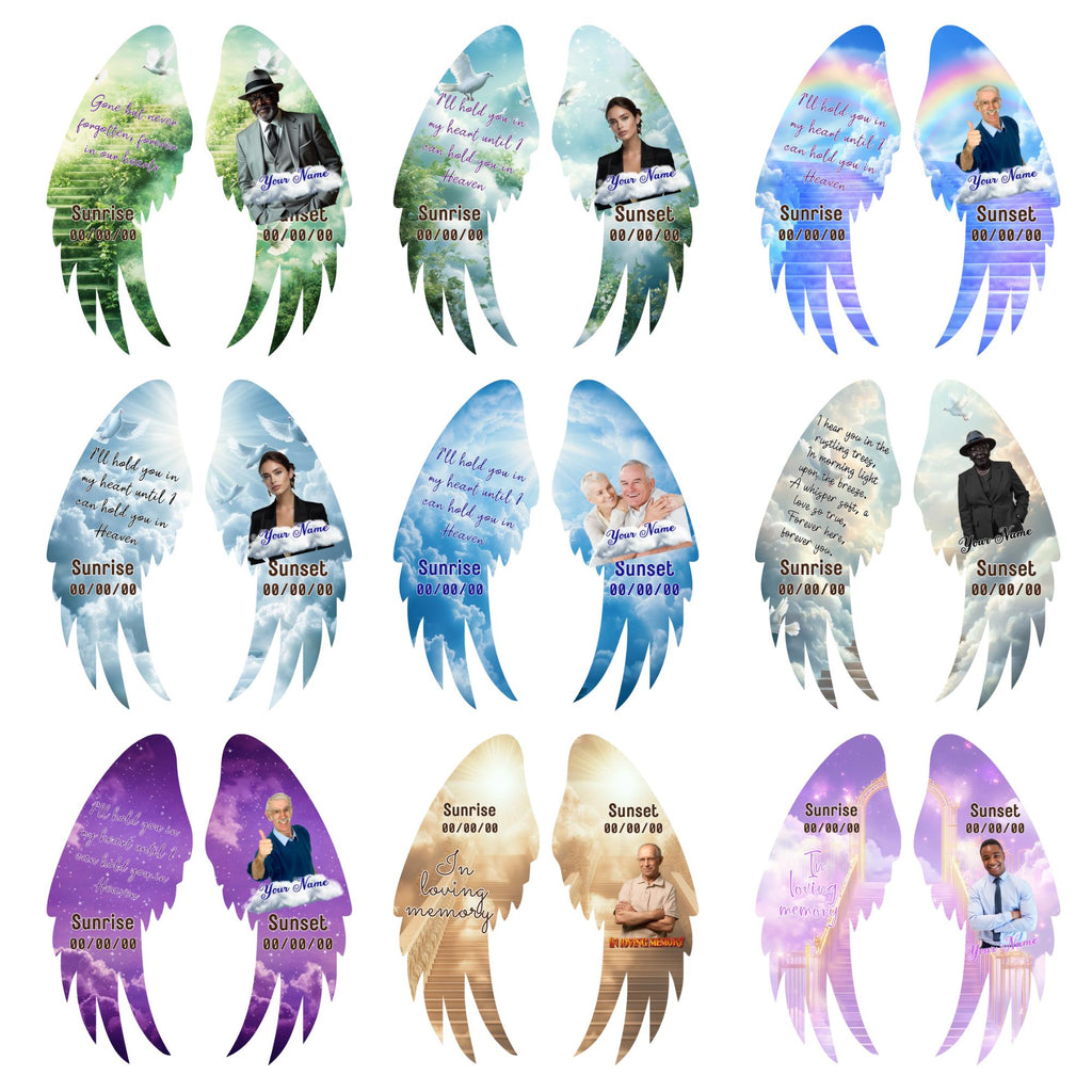 Editable Memorial Wings Pin button Template, Funeral Button Favor, Memorial wing Pin Button Canva Designs, Memorial Wings Pin Canva Template - Editable Memorial Canva Template