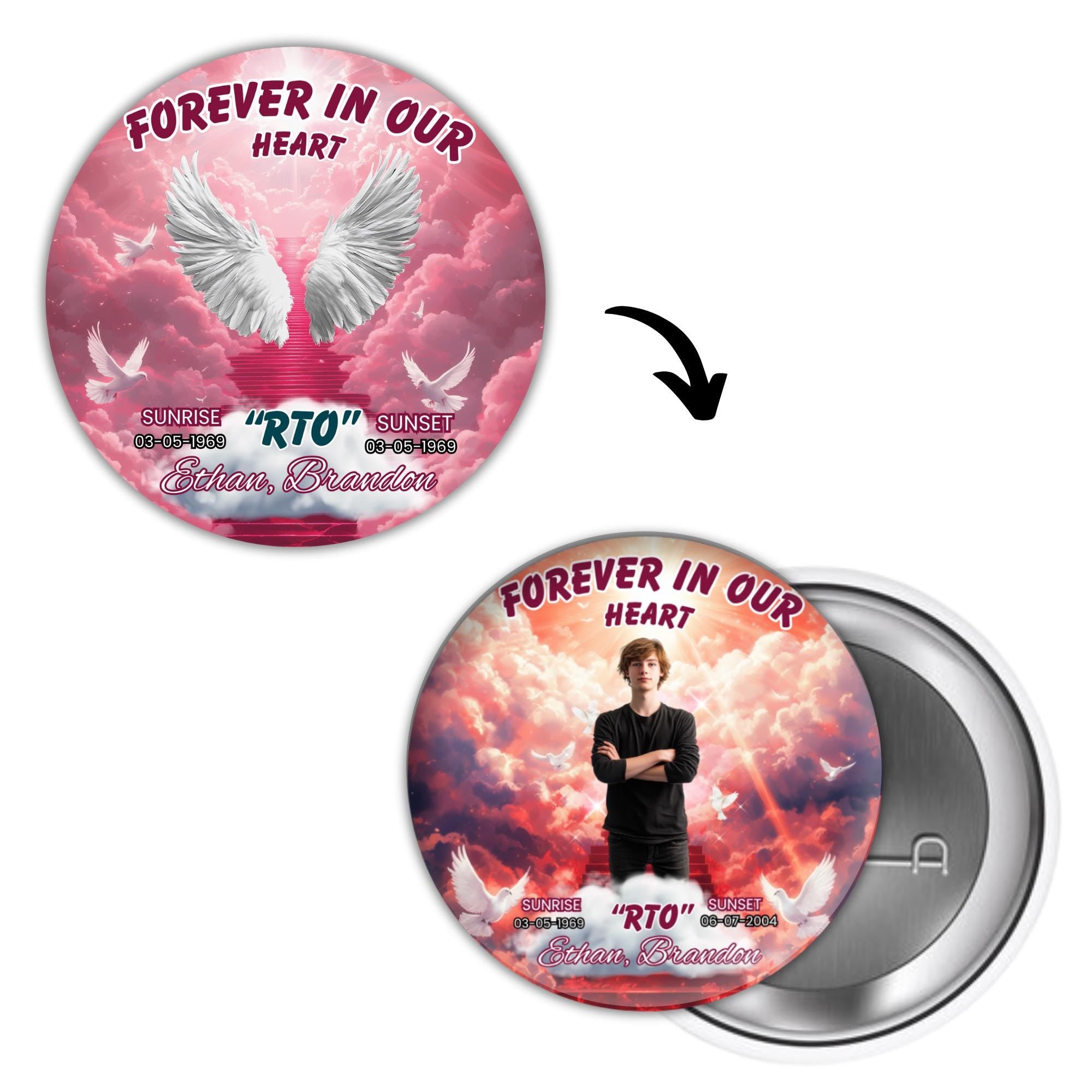 50 Memorial Pin Button Canva Editable Templates, Funeral Button Favors, RIP Templates, Memorial Pin Button Canva Designs, Digital Download - Editable Memorial Canva Template