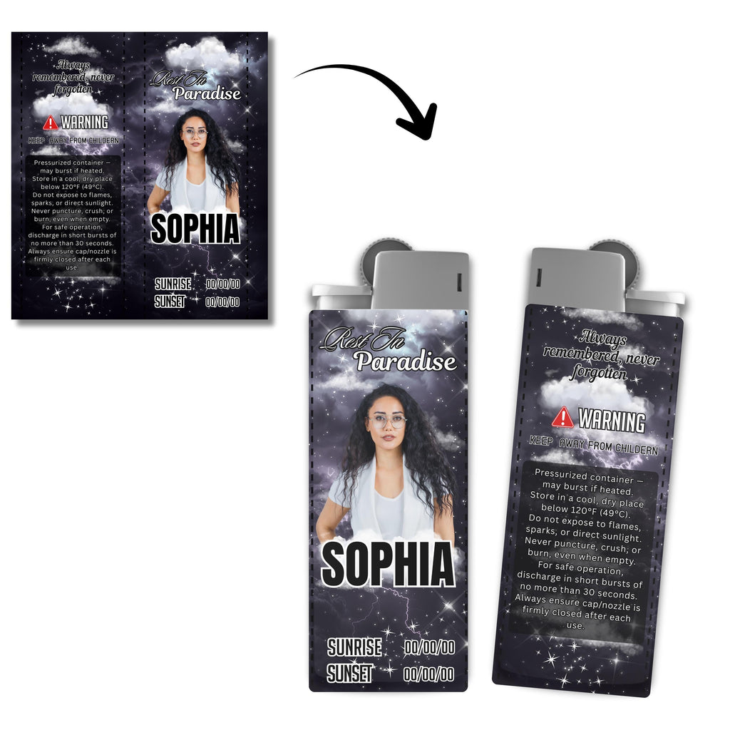 10 Memorial Lighter Canva Editable Template, In Loving Memory Template, RIP Lighter Label, Memorial Funeral Keeksake, Digital Download - Editable Memorial Canva Template