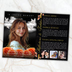 8 Pages Memorial Funeral Program Edtiable Template, In Loving Memory Black Canva Template, Obituary Celebration Of Life Program - Editable Memorial Canva Template