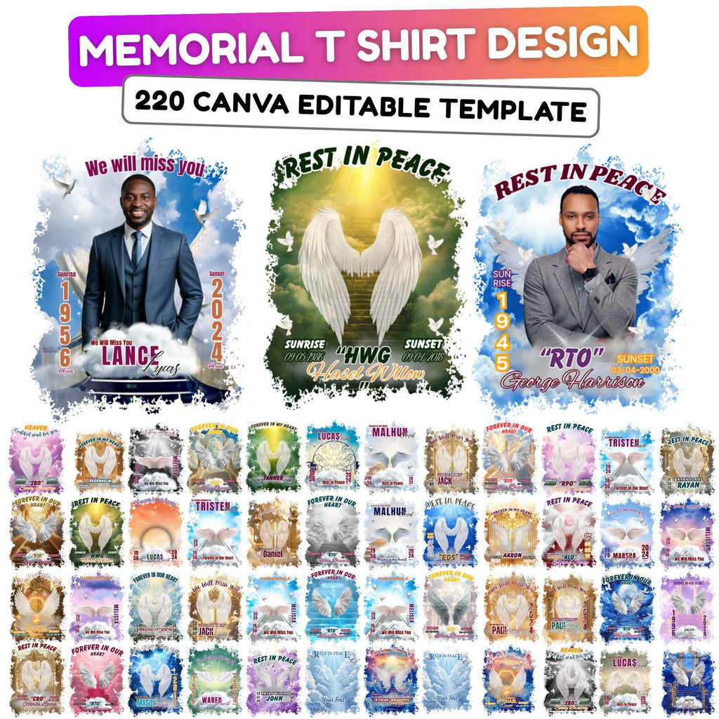 220+ Memorial T Shirt Design Canva Editable Template Mega Bundle, Rest In Piece Design, Canva Memorial T-shirt, Memorial T Shirt Template - Editable Memorial Canva Template