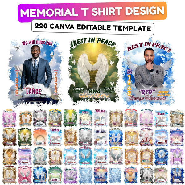 220+ Memorial T Shirt Design Canva Editable Template Mega Bundle, Rest In Piece Design, Canva Memorial T-shirt, Memorial T Shirt Template - Editable Memorial Canva Template