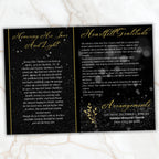 7 Pages Memorial Funeral Program Edtiable Template, In Loving Memory Black Canva Template, Obituary Celebration Of Life Program - Editable Memorial Canva Template