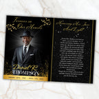 7 Pages Memorial Funeral Program Edtiable Template, In Loving Memory Black Canva Template, Obituary Celebration Of Life Program - Editable Memorial Canva Template