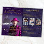 6 Pages Memorial Funeral Program Edtiable Template, In Loving Memory Purple Funeral Canva Template, Obituary Celebration Of Life Program - Editable Memorial Canva Template