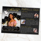 6 Pages Black and Gold Funeral Program Template, Bi-Fold Funeral Program, Obituary Celebration Of Life Program, Digital Download - Editable Memorial Canva Template