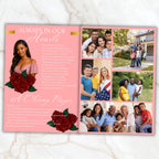 6 Pages Red Rose Funeral Program Template, Bi-Fold Funeral Program, Obituary Celebration Of Life Program, Digital Download - Editable Memorial Canva Template