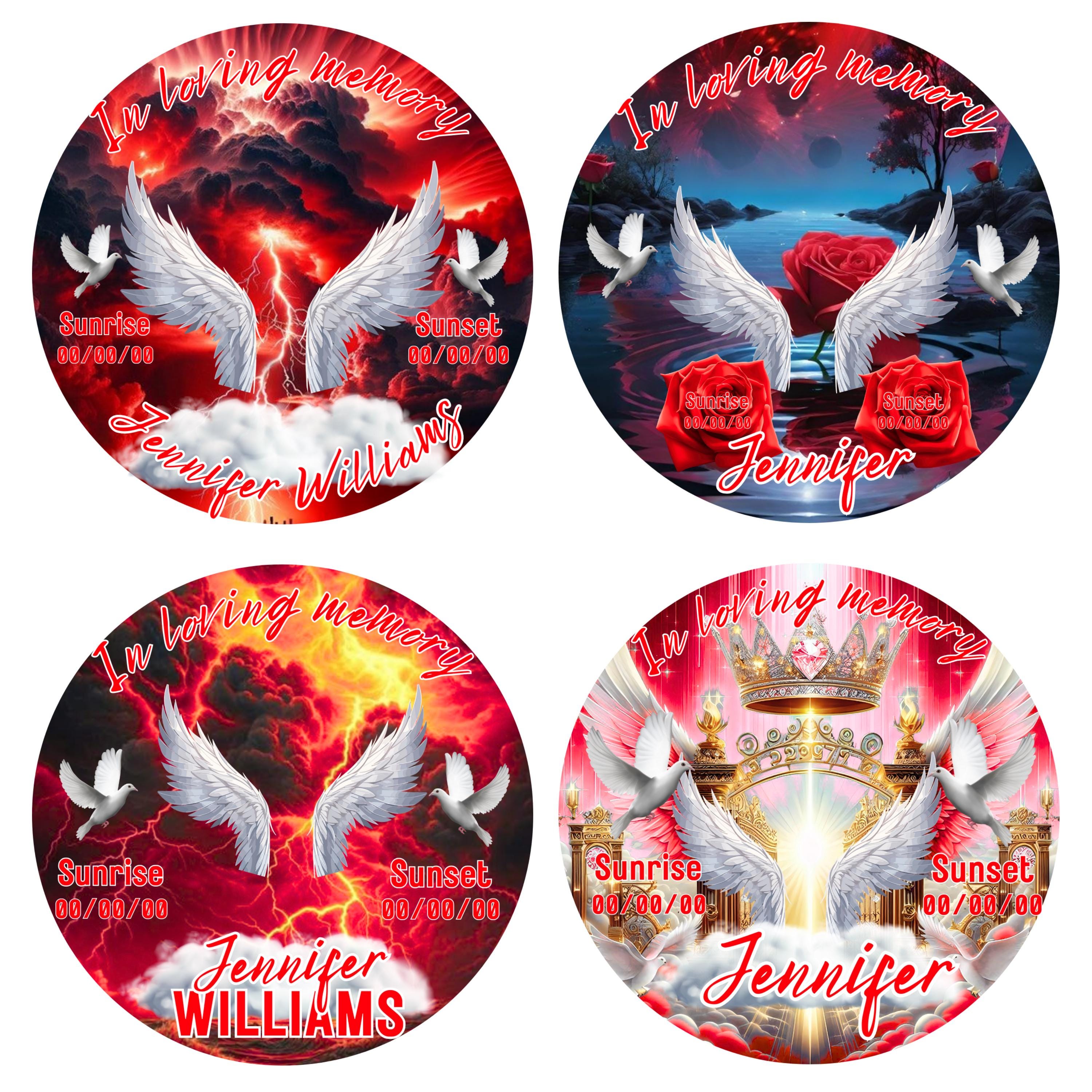 10 In Loving Memory Red Pin Button Canva Editable Templates Bundle, In Loving Memory, Memorial Red Pin Button Template, Funeral Button Favor - Editable Memorial Canva Template