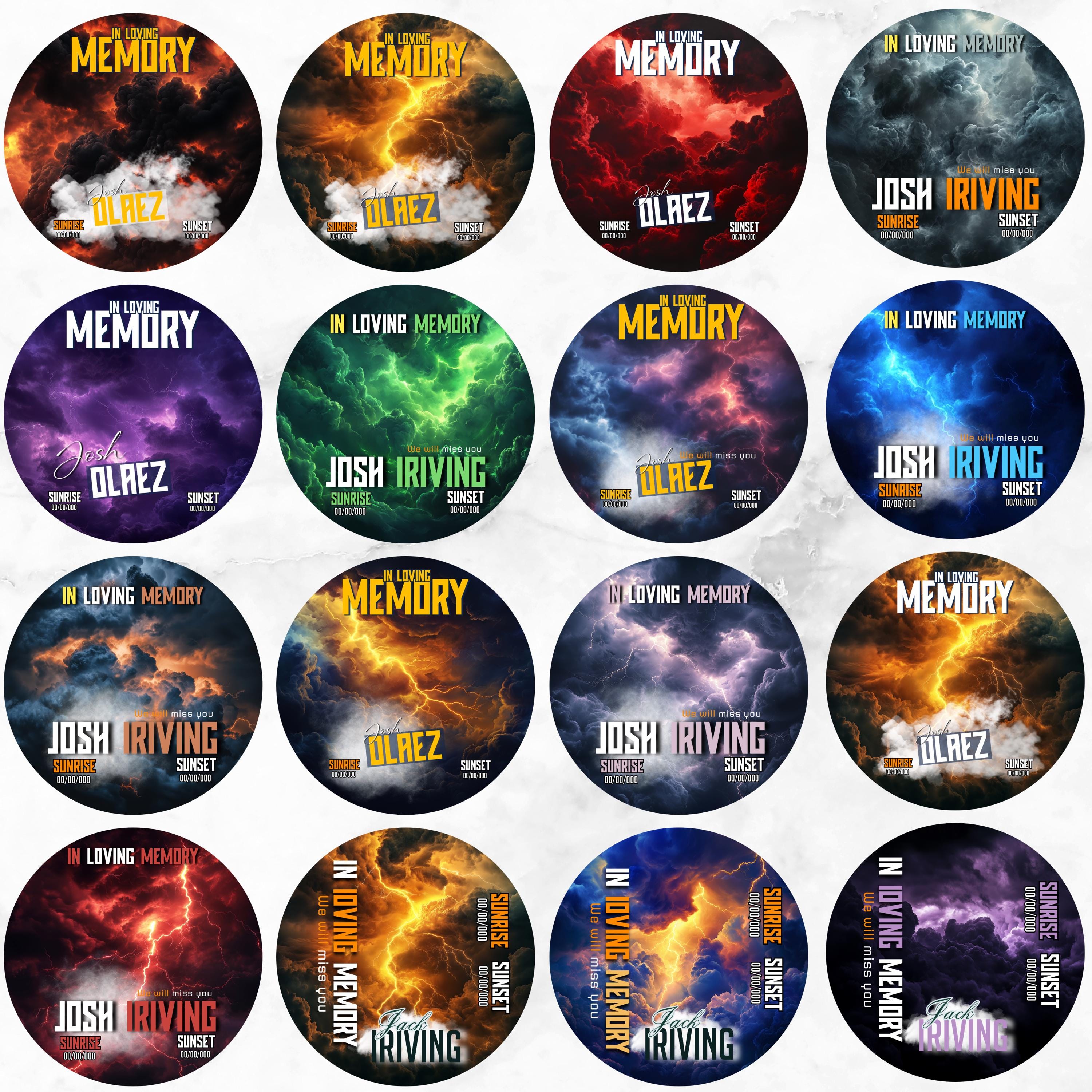 25 In Loving Memory Pin Button Canva Editable Templates, Memorial Pin Button Canva Designs, Funeral Button Favors, Digital Download - Editable Memorial Canva Template