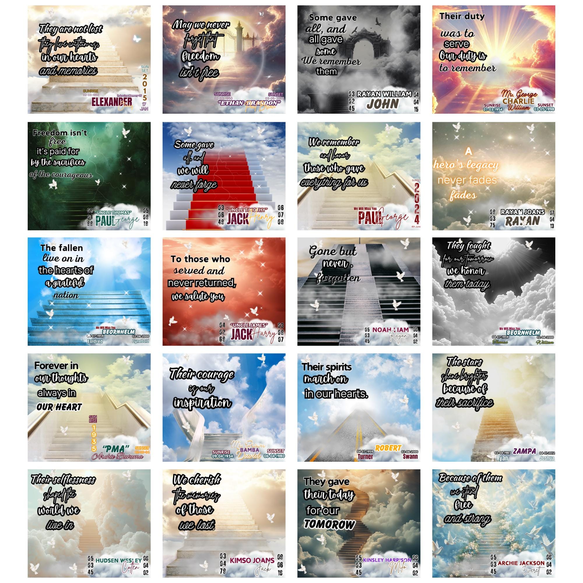 Memorial Tumbler Canva Templates: In Loving Memory Design (Digital Download) - Editable Memorial Canva Template