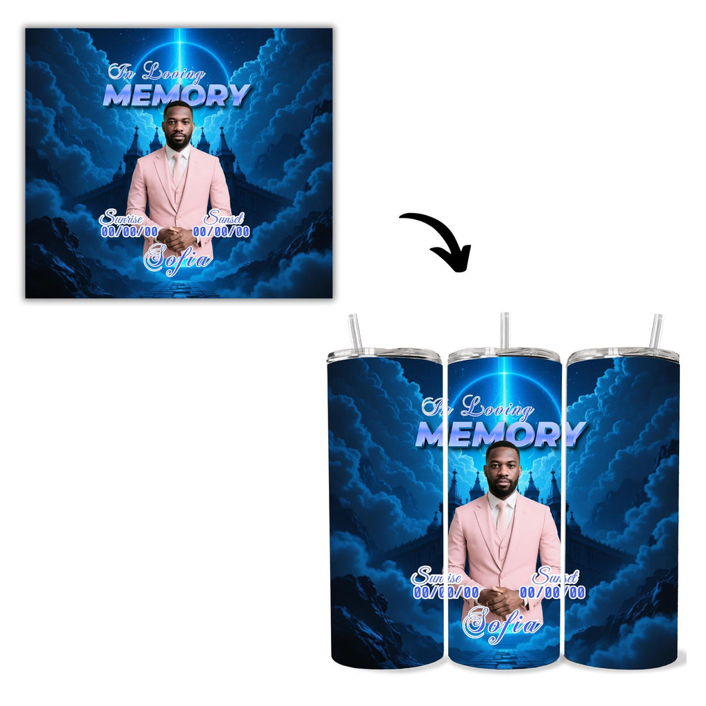 20 Memorial Blue Tumbler Canva Editable Template Bundle, Canva Editable Template, Memorial Blue Tumbler, Add your Own Photo Canva Tumbler - Editable Memorial Canva Template