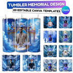20 Memorial Blue Tumbler Canva Editable Template Bundle, Canva Editable Template, Memorial Blue Tumbler, Add your Own Photo Canva Tumbler - Editable Memorial Canva Template