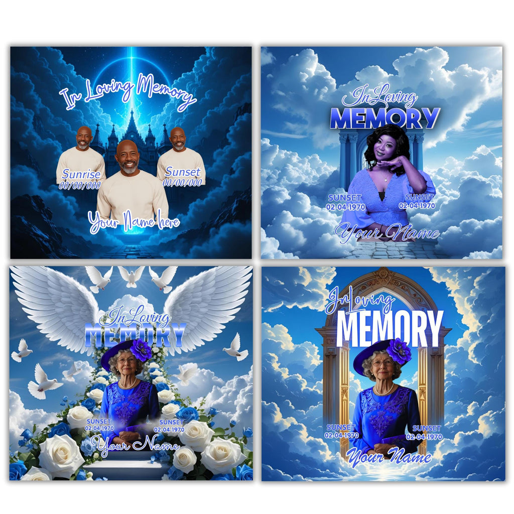 20 Memorial Blue Tumbler Canva Editable Template Bundle, Canva Editable Template, Memorial Blue Tumbler, Add your Own Photo Canva Tumbler - Editable Memorial Canva Template