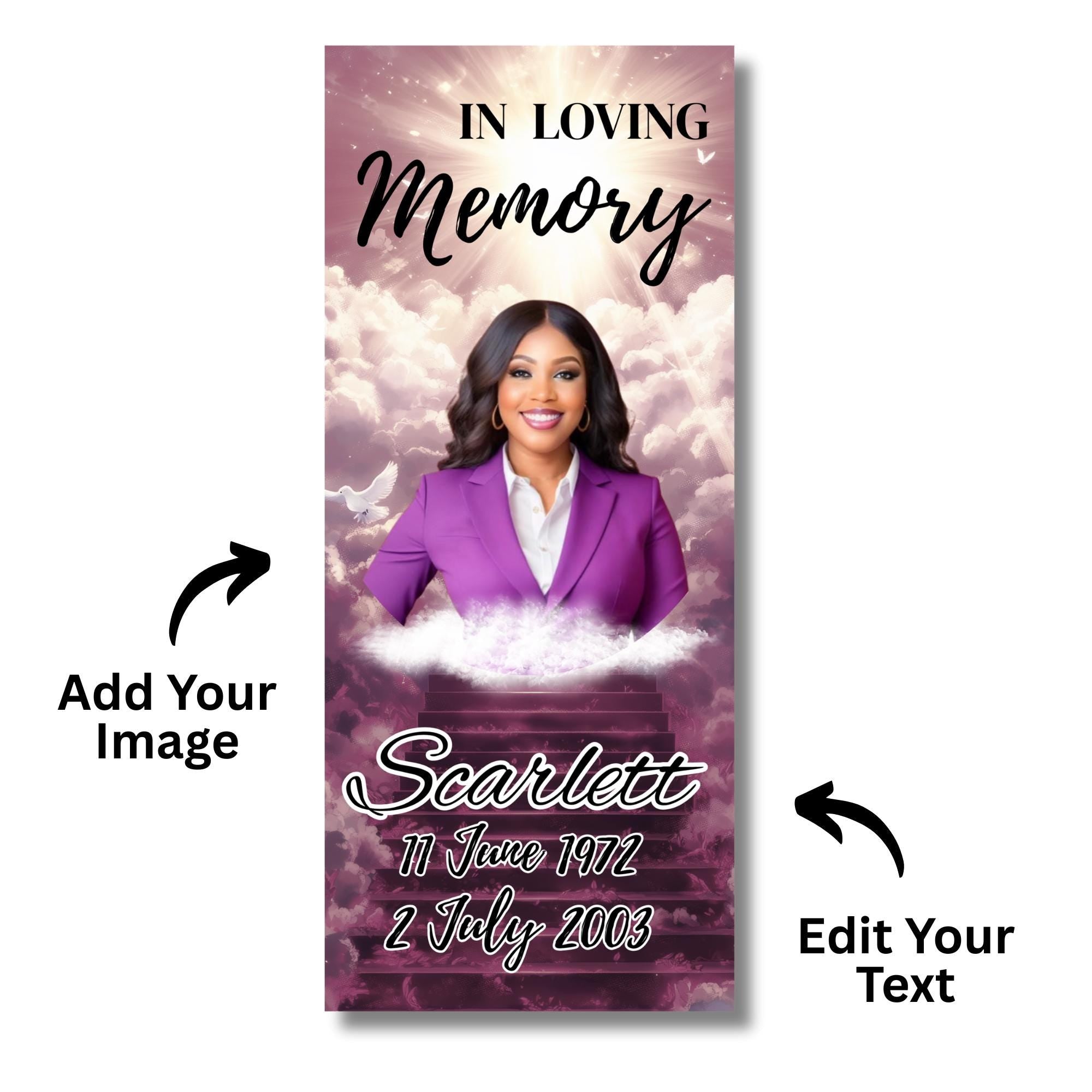 20 Memorial Candle Light Label Canva Editable Template, Stairway to Heaven Remembrance Candle Wrap, RIP Candle Label, In Loving Memory - Editable Memorial Canva Template