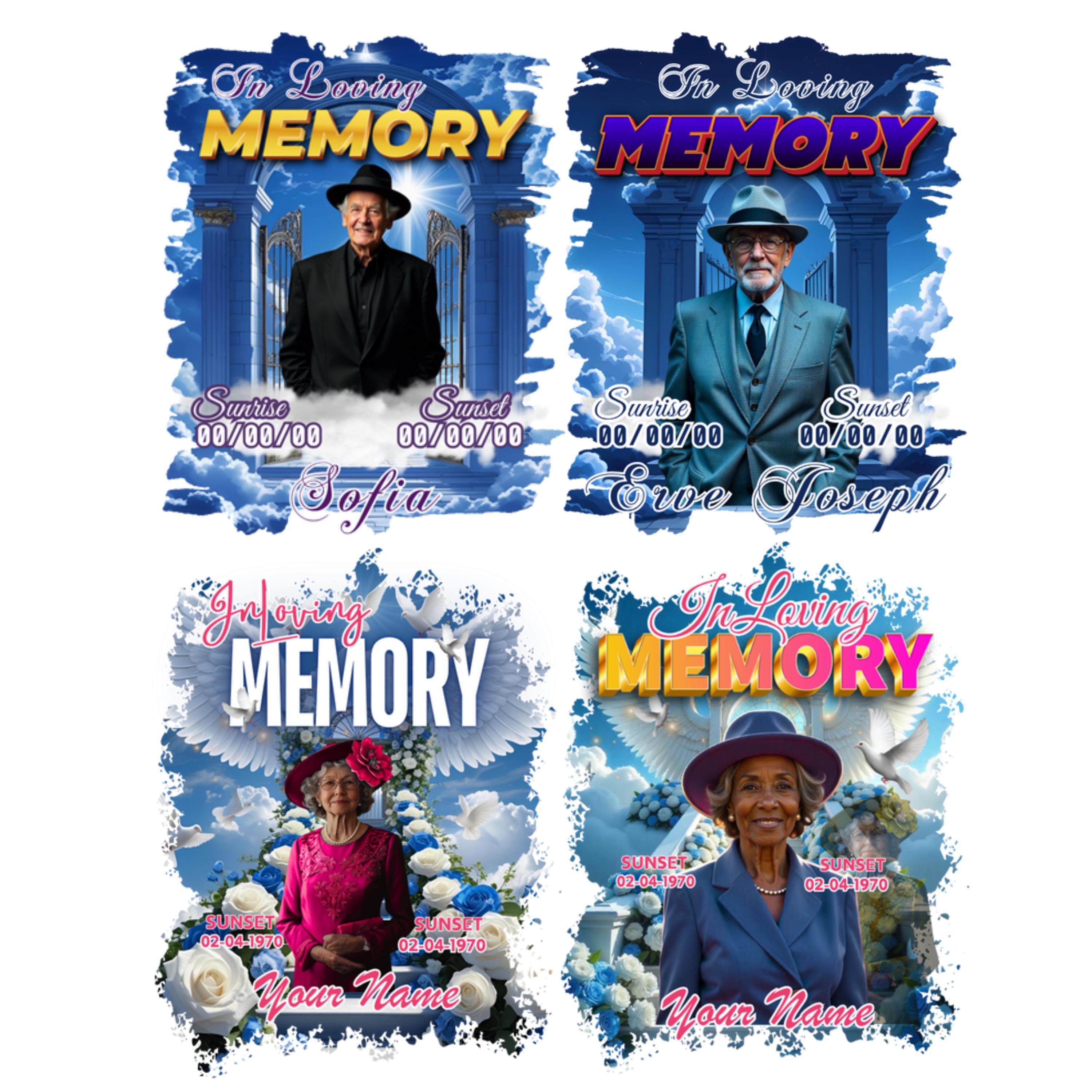 23 In Loving Memory Blue T Shirt Canva Editable Templates, In Loving Memory Templates, Memorial Canva Template, Funeral & Celebration - Editable Memorial Canva Template