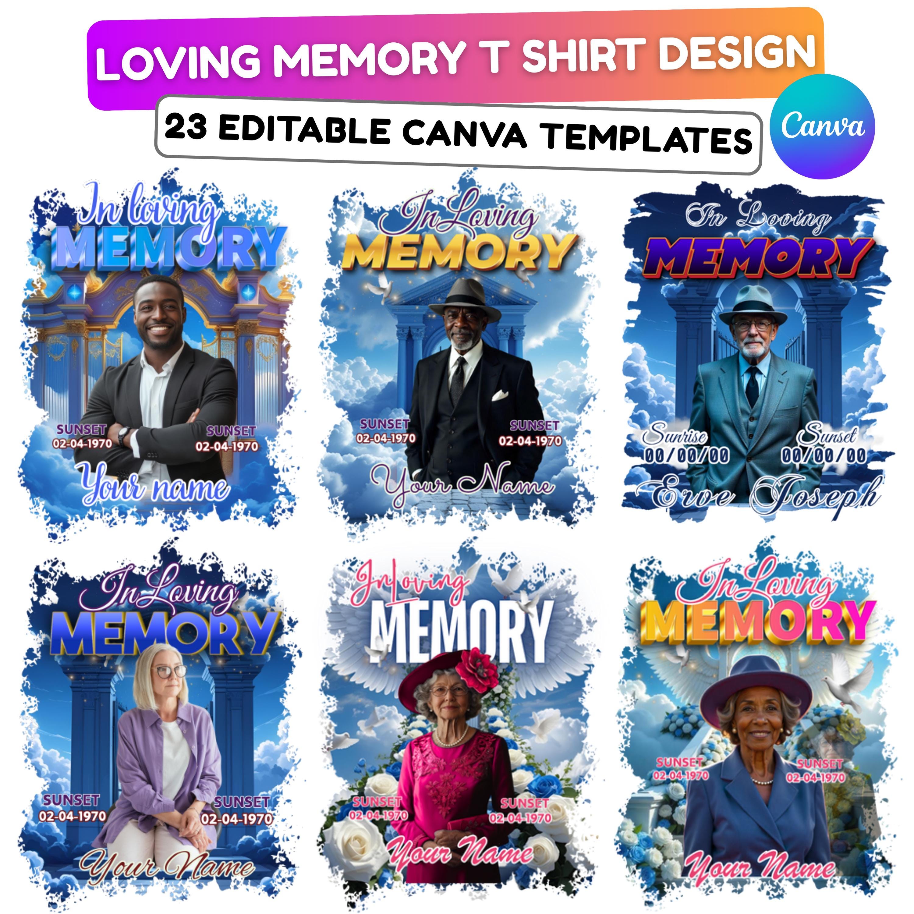 23 In Loving Memory Blue T Shirt Canva Editable Templates, In Loving Memory Templates, Memorial Canva Template, Funeral & Celebration - Editable Memorial Canva Template