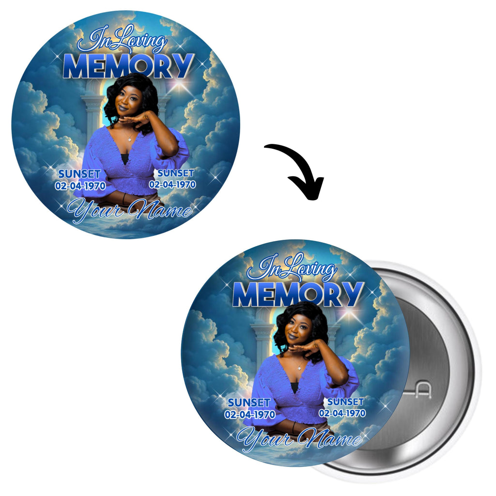 10 In Loving Memory Purple Pin Button Canva Editable Templates Bundle, Memorial Purple Pin Button Canva Designs, Funeral Button Favors - Editable Memorial Canva Template