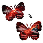 08 Editable Memorial Red Butterfly Pin Button Template, Red in loving memory Butterfly Pin Button Template, In Loving Memory Template - Editable Memorial Canva Template