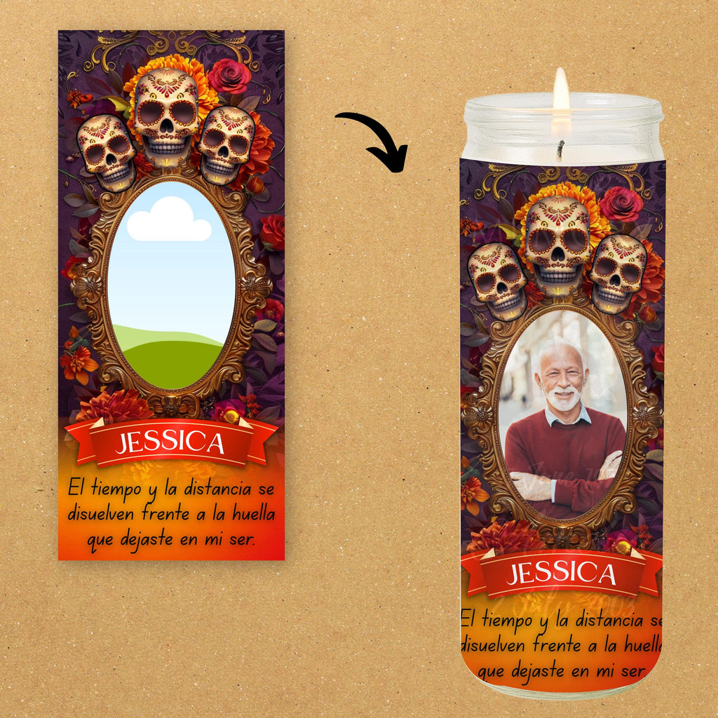 40 Día De Los Muertos Candle Labels Editable Templates, Dia de los Muertos Altar Decor Stickers, Velas Etiquetas, Digital Download - Editable Memorial Canva Template