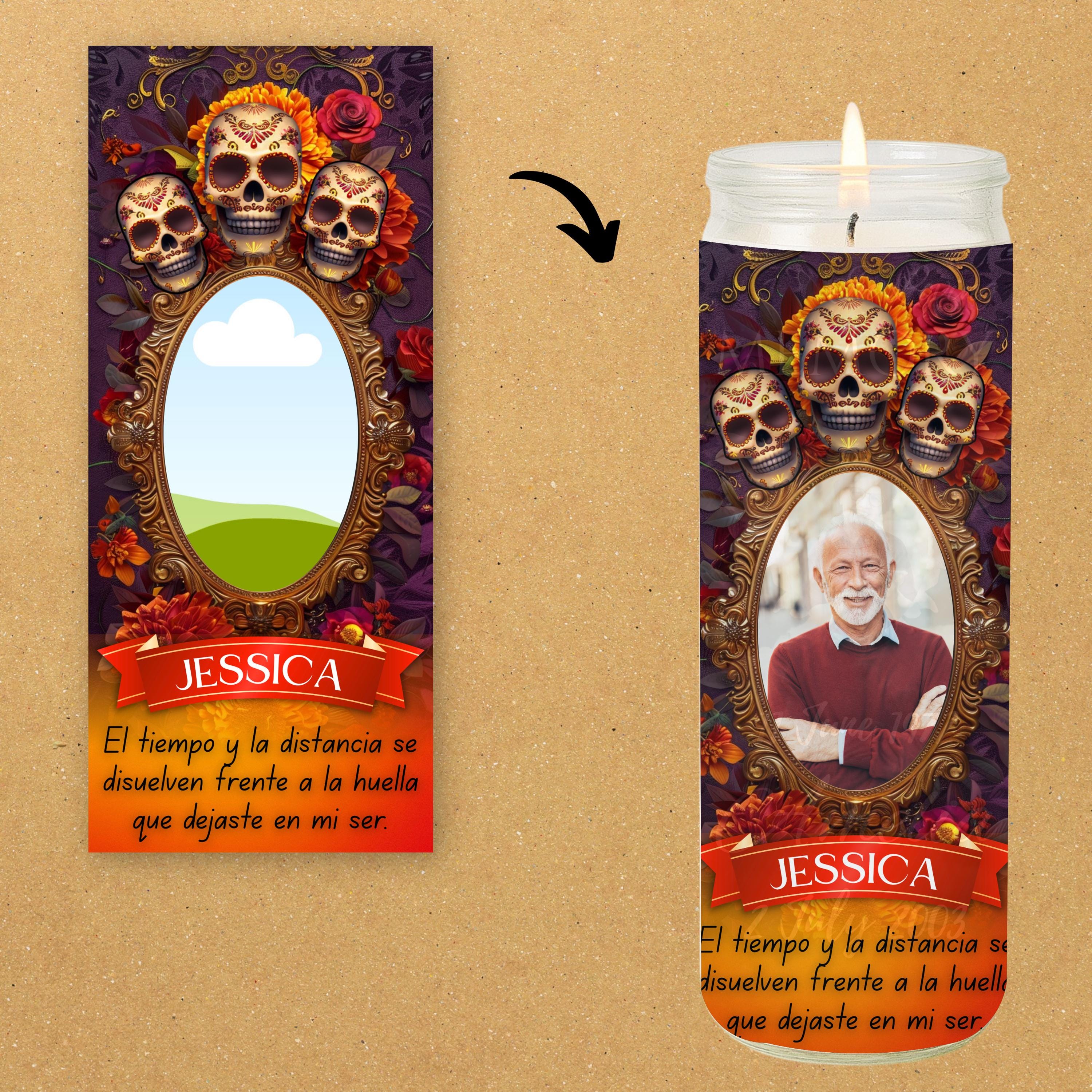 40 Día De Los Muertos Candle Labels Editable Templates, Dia de los Muertos Altar Decor Stickers, Velas Etiquetas, Digital Download - Editable Memorial Canva Template