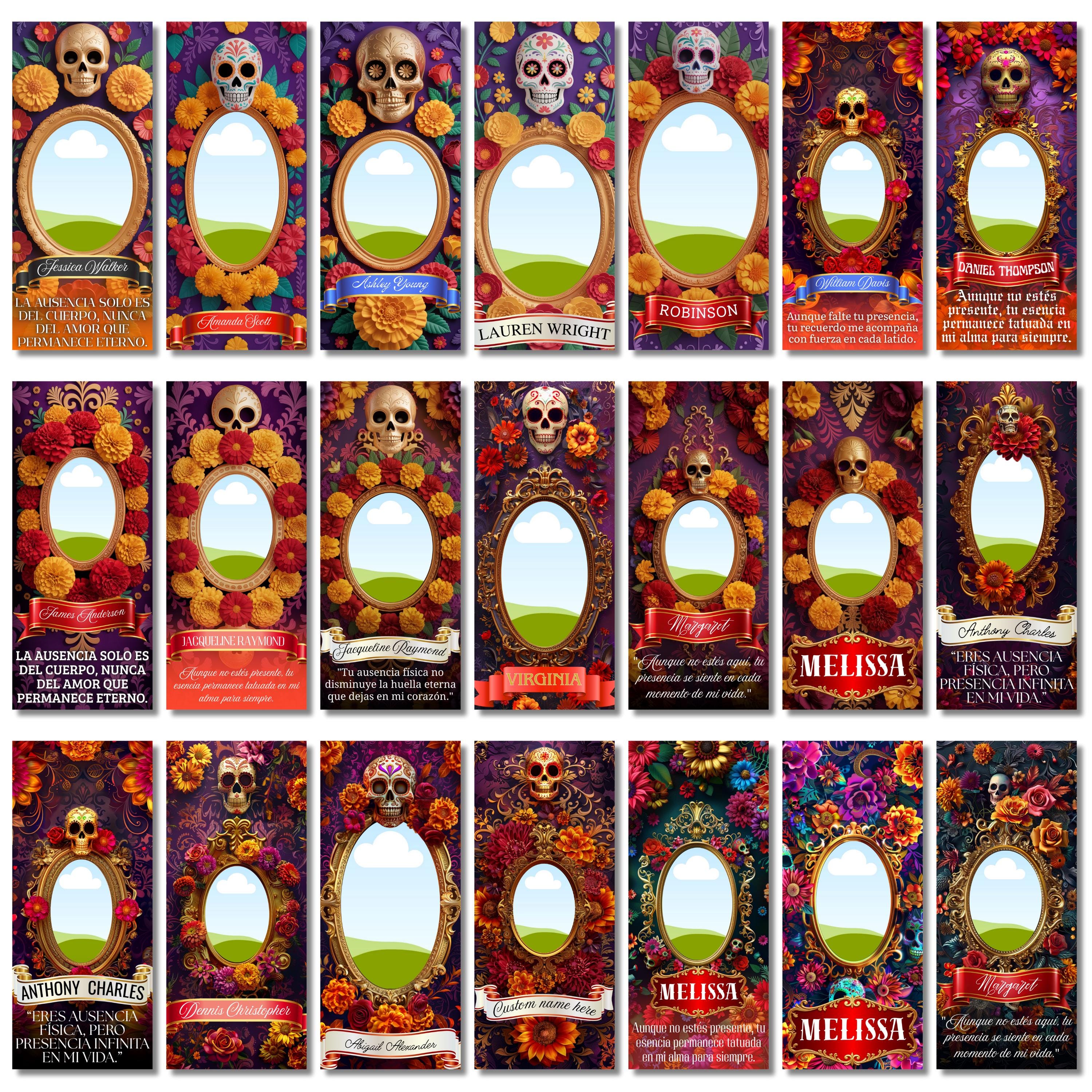 40 Día De Los Muertos Candle Labels Editable Templates, Dia de los Muertos Altar Decor Stickers, Velas Etiquetas, Digital Download - Editable Memorial Canva Template